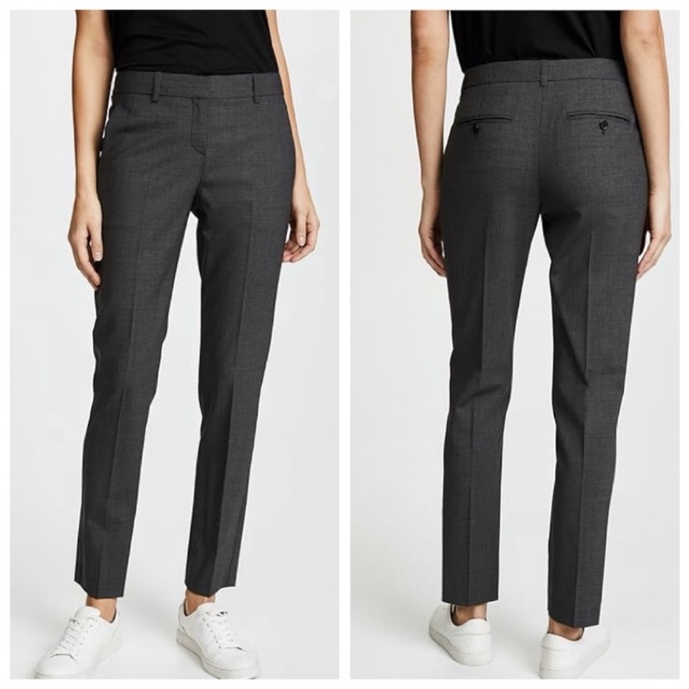 Theory Rowa Women’s Straight Leg Slim Wool Pants in Reedly Grey - sz 4 READ DESC